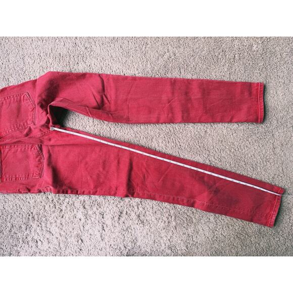Helmut Lang Red Denim Oxi Zip Stonewash Archive Hi Straight Jeans 26 Edgy Fall - Picture 4 of 8